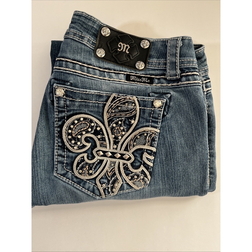 Miss Me JP5897B3 Bootcut Jeans Blue Embellished Pockets Women's 32